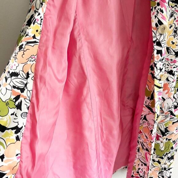 Kenar Jacket Women 8P Trench Coat Multicolor Floral Cotton Lined Bright Vibrant - Picture 7 of 12